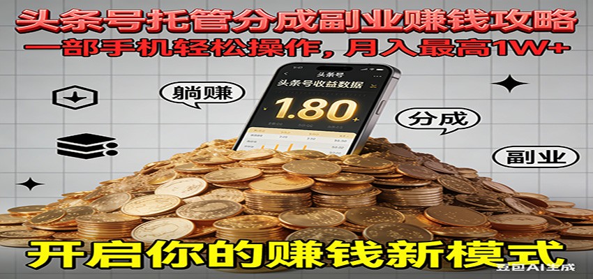 全程托管今日头条,一部手机就可以开干,最高躺赚1W+-weichuangqy