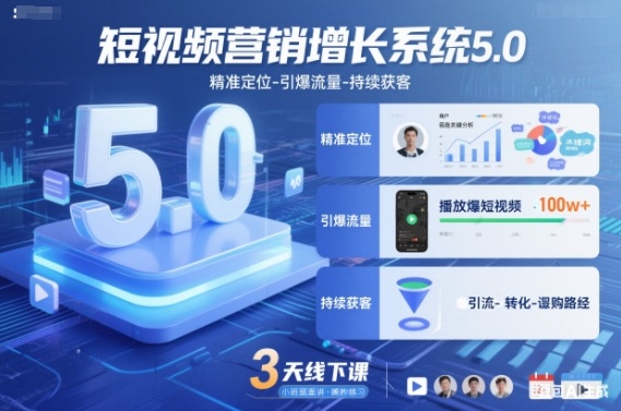 短视频营销增长系统5.0，精准定位-引爆流量-持续获客，3天线下课(音频+图片)-weichuangqy
