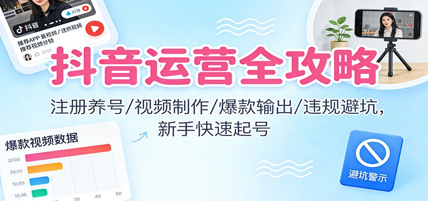 抖音运营全攻略：注册养号/视频制作/爆款输出/违规避坑，新手快速起号-weichuangqy