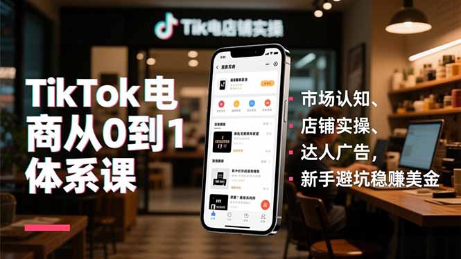 TikTok电商从0到1体系课，市场认知、店铺实操、达人广告，新手避坑稳赚美金-weichuangqy