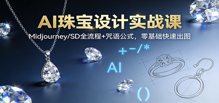 AI珠宝设计实战课：Midjourney/SD全流程+咒语公式，零基础快速出图-weichuangqy