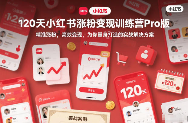 120天小红书涨粉变现训练营Pro版，​精准涨粉，高效变现​，为你量身打造的实战解决方案-weichuangqy