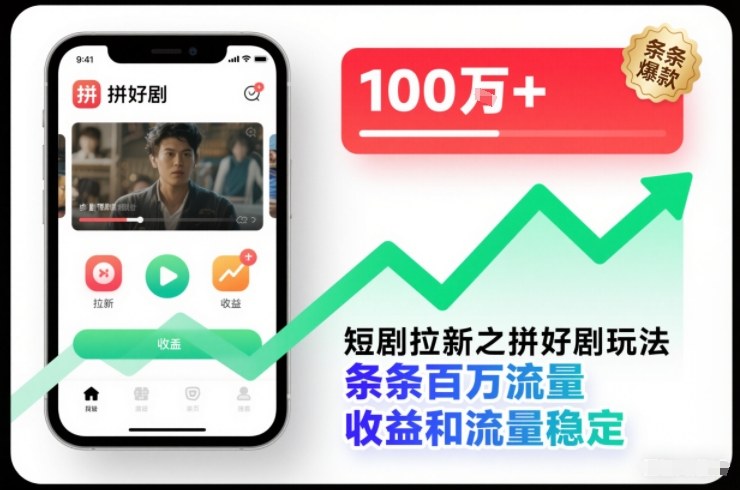 短剧拉新之拼好剧玩法，条条百万流量，收益和流量稳定-weichuangqy