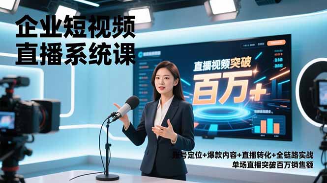 企业短视频直播系统课，账号定位+爆款内容+直播转化+全链路实战，单场直播突破百万销售额-weichuangqy