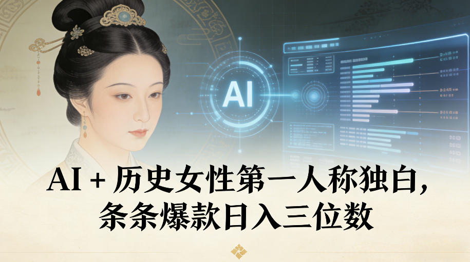 AI+历史女性第一人称独白，条条爆款日入三位数-weichuangqy