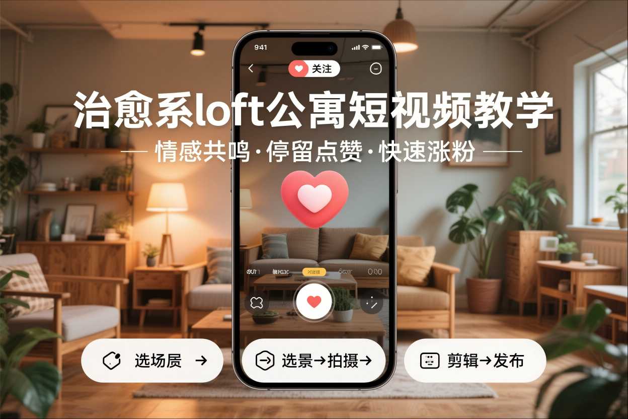 治愈系loft公寓短视频制作教学，情感共鸣引停留点赞关注，快速起号涨粉-weichuangqy