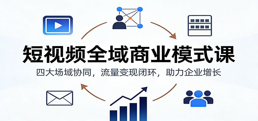 短视频全域商业模式课：四大场域协同，流量变现闭环，助力企业增长-weichuangqy