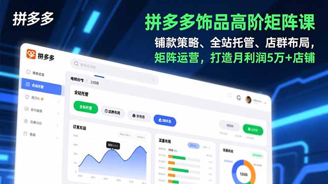 拼多多饰品高阶矩阵课，铺款策略、全站托管、店群布局，矩阵运营，打造月利润5万+店铺-weichuangqy