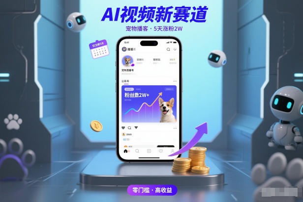 AI视频新赛道，宠物播客仅注册5天涨粉2W，收益非常可观-weichuangqy