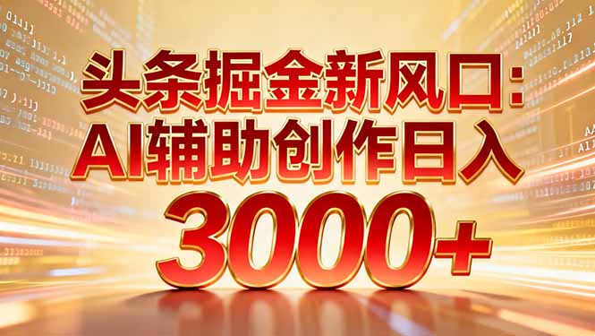 头条掘金新风口：AI辅助创作日入3000+，矩阵玩法当天启动隔天见效-weichuangqy