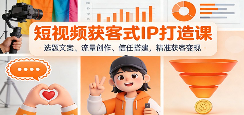 短视频获客式IP打造课：选题文案、流量创作、信任搭建，精准获客变现-weichuangqy