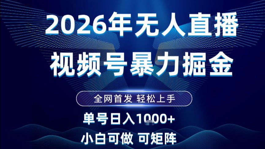 2026最新视频号无人直播掘金，全网首发，小白可以玩，长期稳定日入1k+【揭秘】-weichuangqy