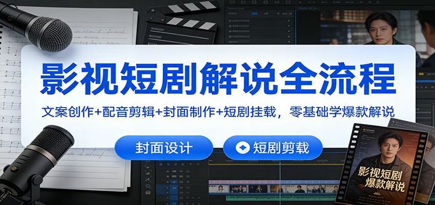 影视短剧解说全流程：文案创作+配音剪辑+封面制作+短剧挂载，零基础学爆款解说-weichuangqy