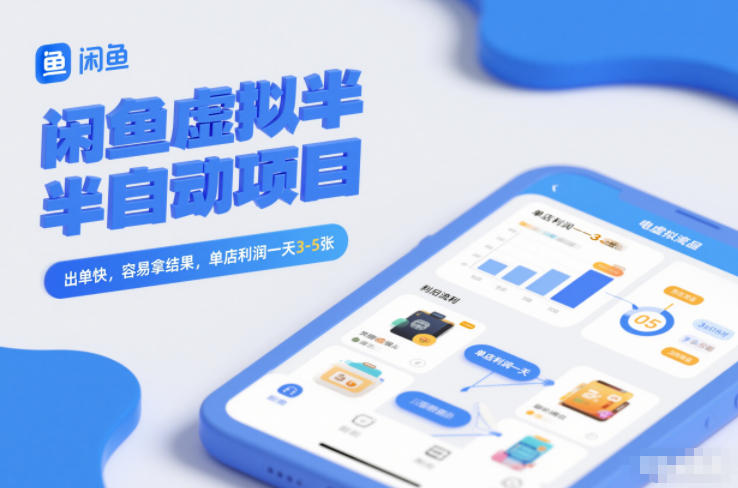 闲鱼虚拟半自动项目，出单快，容易拿结果，单店利润一天3-5张-weichuangqy