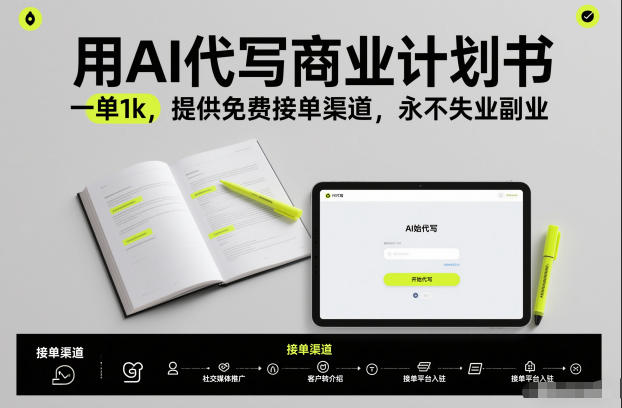 用AI代写商业计划书，一单1k，提供免费接单渠道，永不失业副业-weichuangqy
