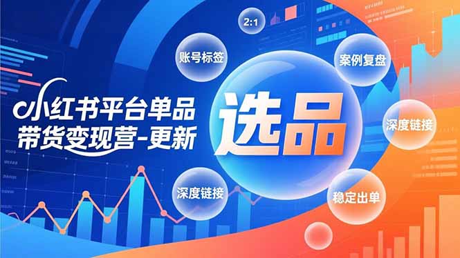 小红书平台单品带货变现营-更新，极致选品、账号标签、案例复盘，深度链接，快速启动稳定出单-weichuangqy