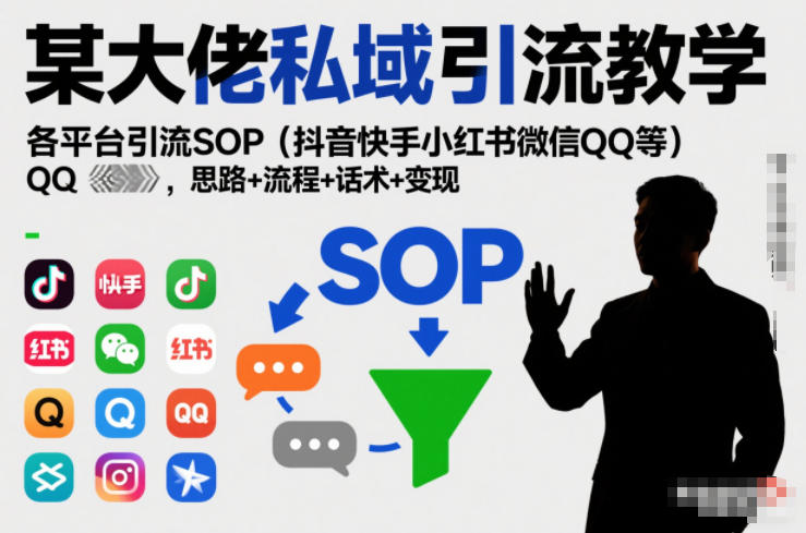 某大佬私域引流教学，各平台引流SOP(抖音快手小红书微信QQ等)，思路+流程+话术+变现-weichuangqy