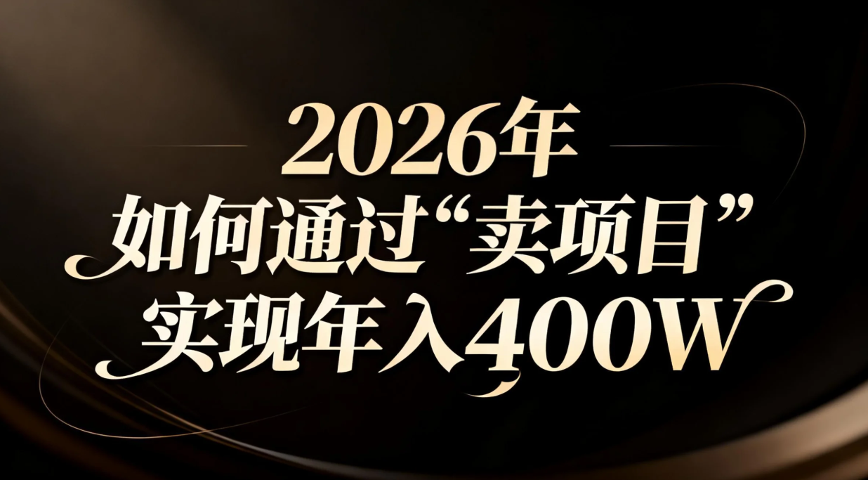 2026年如何通过“卖项目”实现年入百万-weichuangqy