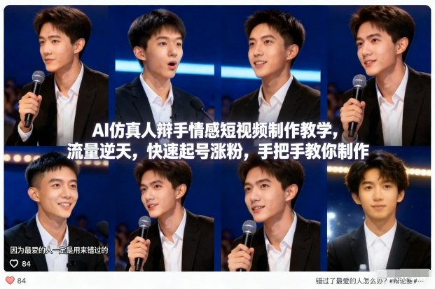 AI仿真人辩手情感短视频制作教学，流量逆天，快速起号涨粉，手把手教你制作-weichuangqy