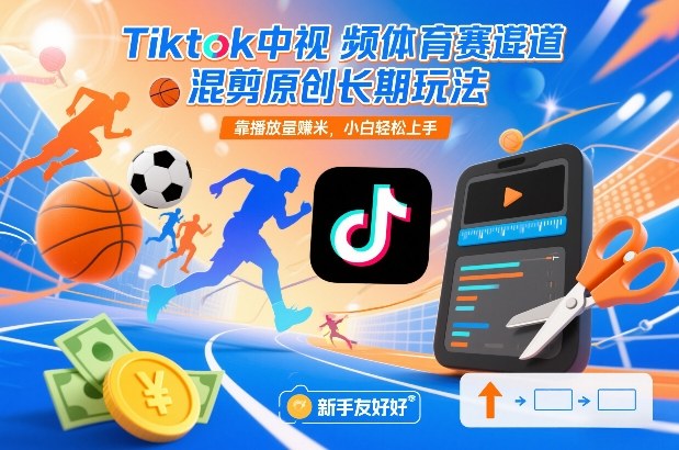 Tiktok中视频体育赛道混剪原创长期玩法，靠播放量賺米，小白轻松上手-weichuangqy