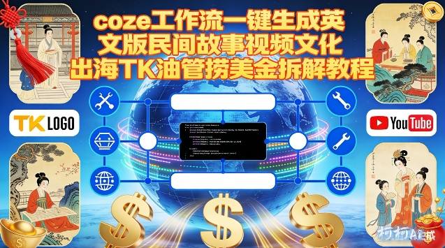 Coze扣子工作流一键生成英文版民间故事视频，文化出海TK油管捞美金拆解教程-weichuangqy