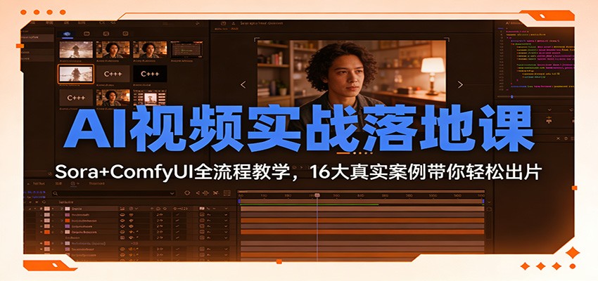 AI视频实战落地课：Sora+ComfyUI全流程教学，16大真实案例带你轻松出片-weichuangqy
