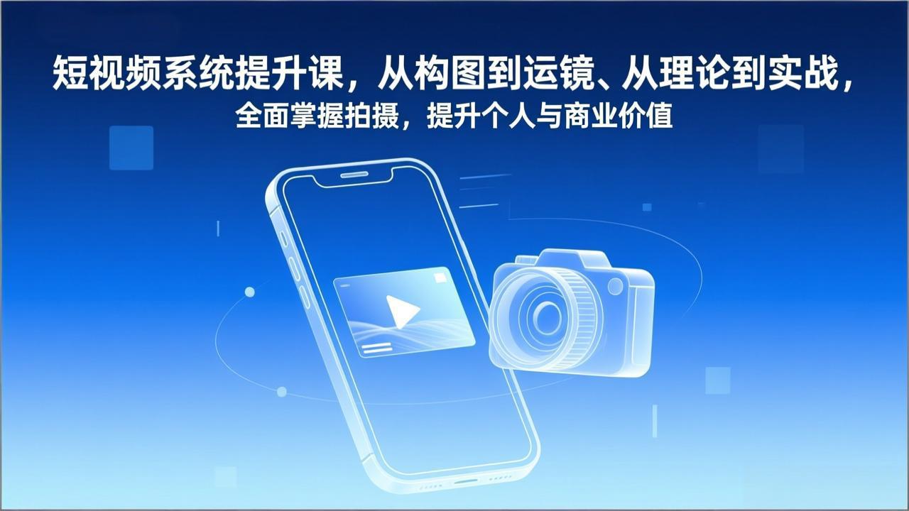 短视频系统提升课，从构图到运镜、从理论到实战，全面掌握拍摄，提升个人与商业价值-weichuangqy