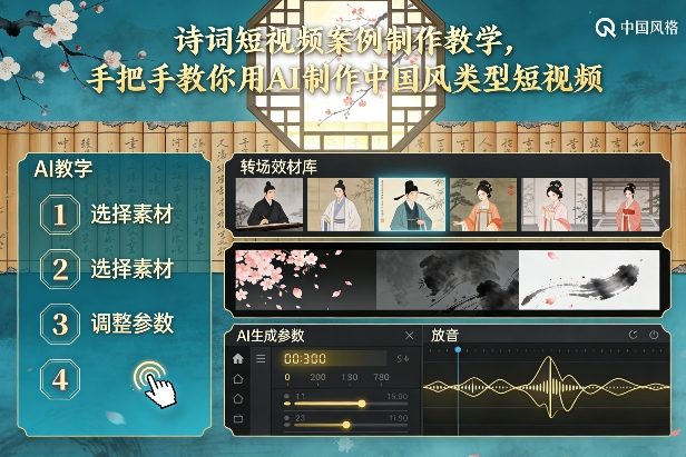 古诗词短视频案例制作教学，手把手教你用AI制作中国风类型短视频-weichuangqy