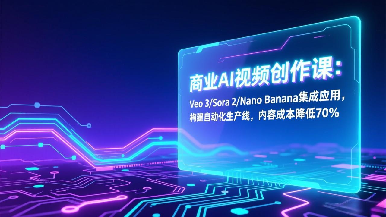 商业AI视频创作课：Veo 3/Sora 2/Nano Banana集成应用，构建自动化生产线，内容成本降低70%-weichuangqy
