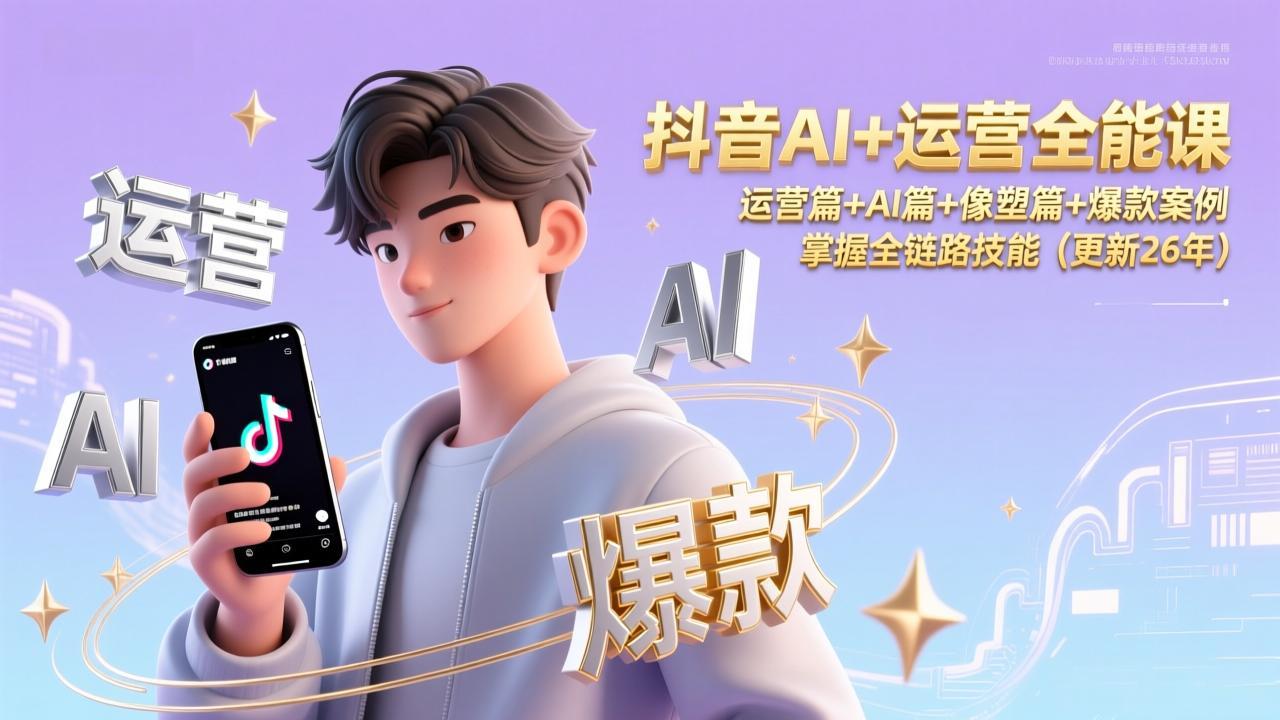 抖音AI+运营全能课，运营篇+AI篇+像塑篇+爆款案例，掌握全链路技能(更新26年-weichuangqy