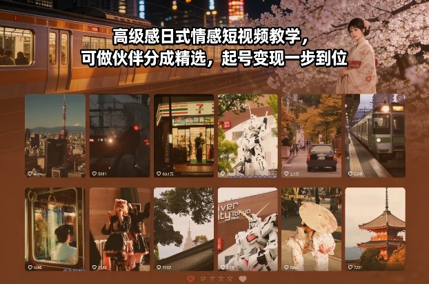 高级感日式情感短视频教学，可做伙伴分成精选，起号变现一步到位-weichuangqy