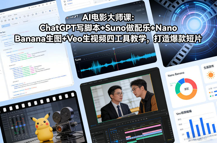 AI电影大师课：ChatGPT写脚本+Suno做配乐+Nano Banana生图+Veo生视频，打造爆款短片-weichuangqy