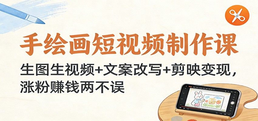 手绘画短视频制作课：生图生视频+文案改写+剪映变现，涨粉赚钱两不误-weichuangqy