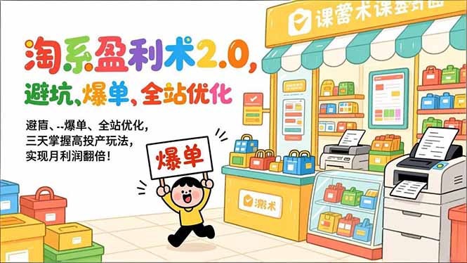淘系盈利术2.0，避坑、爆单、全站优化，三天掌握高投产玩法，实现月利润翻倍！-weichuangqy