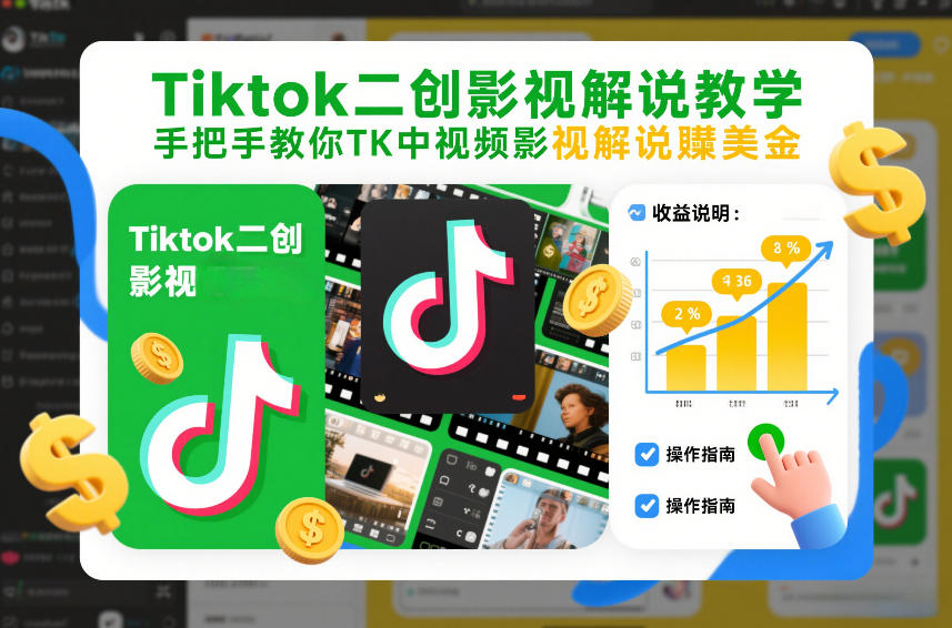 Tiktok二创影视解说教学，手把手教你TK中视频影视解说賺美金(更新26年1月)-weichuangqy