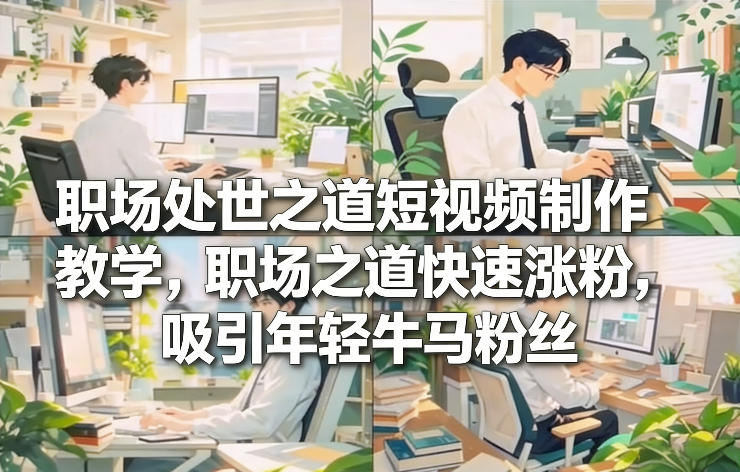 职场处世之道短视频制作教学，职场之道快速涨粉，吸引年轻牛马粉丝-weichuangqy