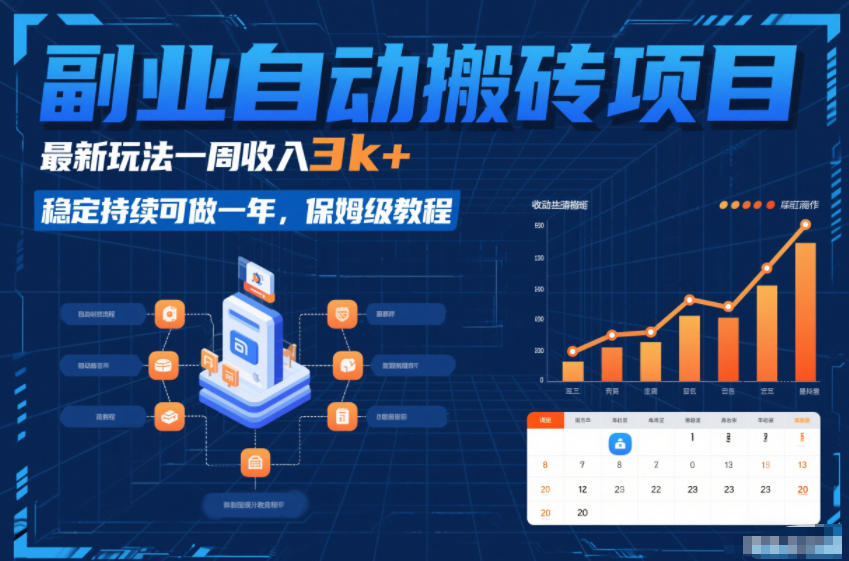 副业自动搬砖项目，最新玩法一周收入3k+，稳定持续可做一年，保姆级教程【揭秘】-weichuangqy