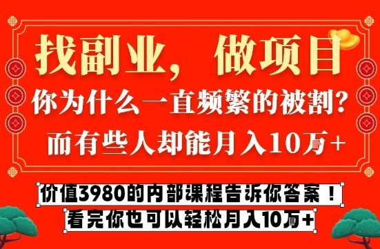 价值3980的网创内部课程，告诉你互联网创业月入10个W的秘密【揭秘】-weichuangqy
