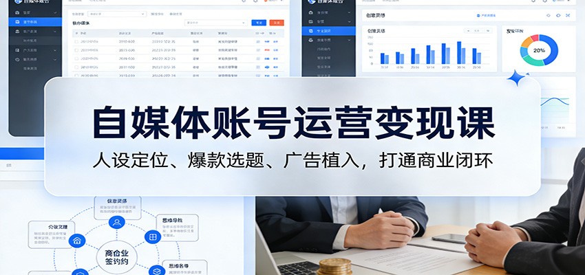 自媒体账号运营变现课：人设定位、爆款选题、广告植入，打通商业闭环-weichuangqy