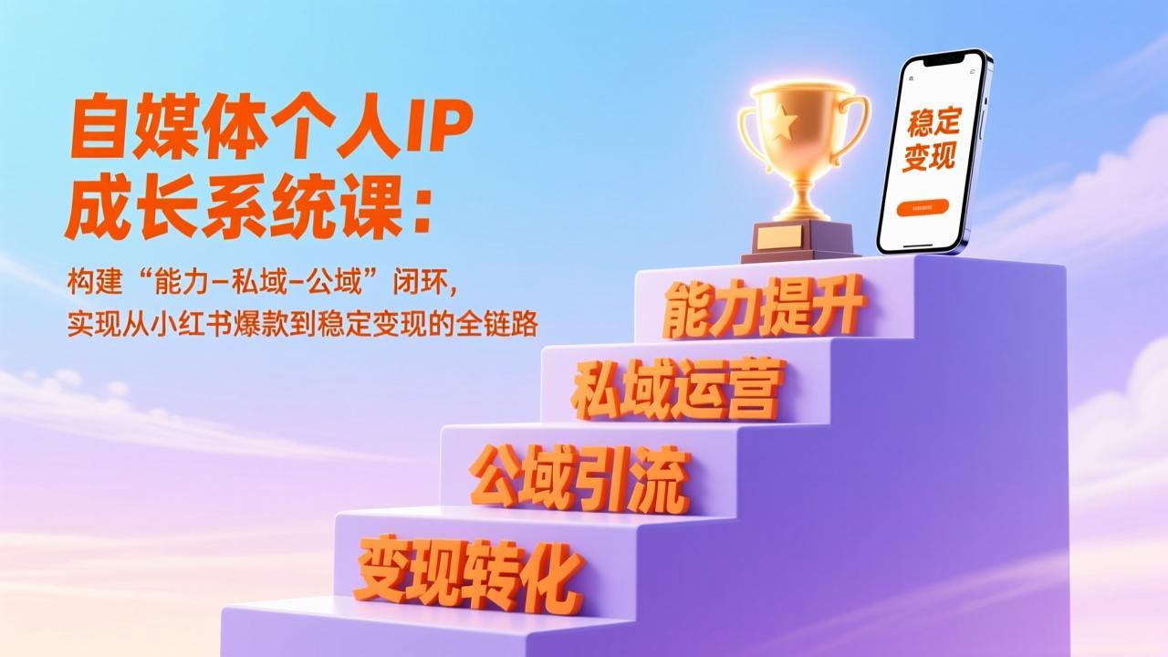 自媒体个人IP成长系统课：构建“能力-私域-公域”闭环，实现从小红书爆款到稳定变现的全链路-weichuangqy