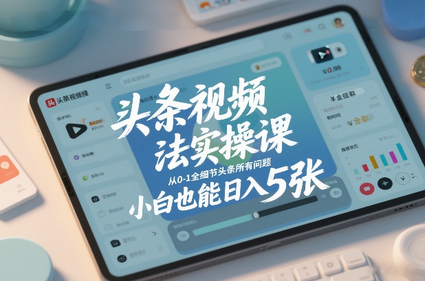 头条视频玩法实操课，从0-1全细节头条所有问题，小白也能日入5张-weichuangqy