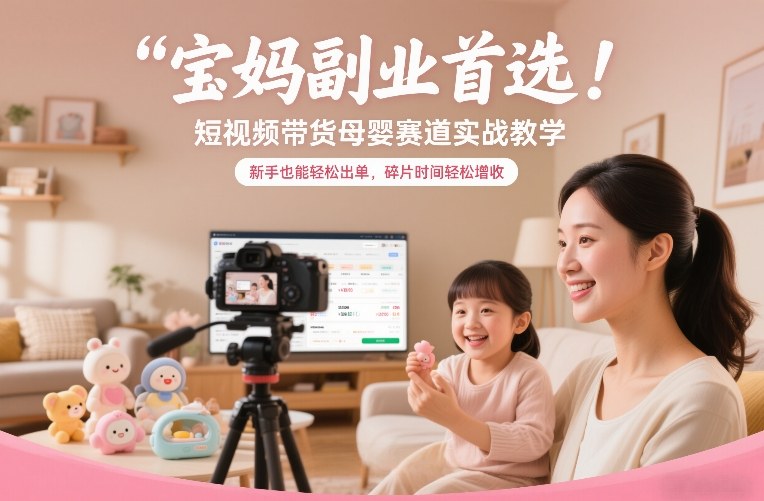 宝妈副业首选！短视频带货母婴赛道实战教学，新手也能轻松出单，碎片时间轻松增收-weichuangqy