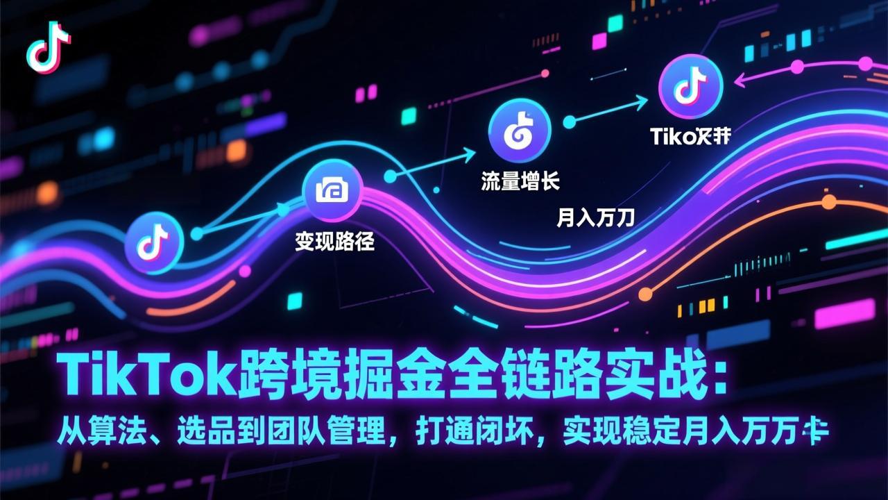 TikTok跨境掘金全链路实战：从算法、选品到团队管理，打通闭环，实现稳定月入万刀-weichuangqy