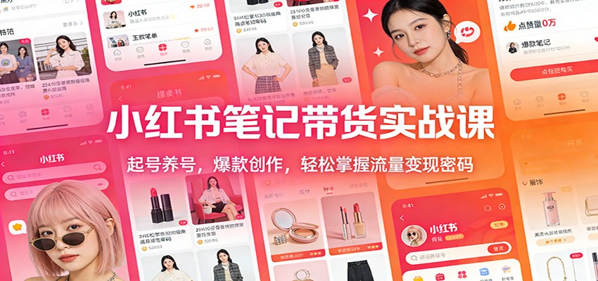 小红书笔记带货实战课：起号养号，爆款创作，轻松掌握流量变现密码-weichuangqy