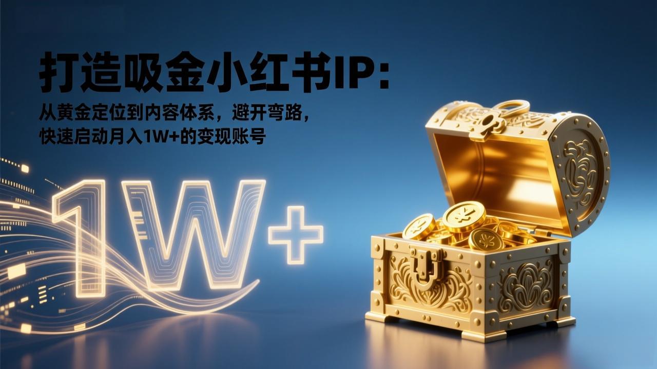 打造吸金小红书IP：从黄金定位到内容体系，避开弯路，快速启动月入1W+的变现账号-weichuangqy