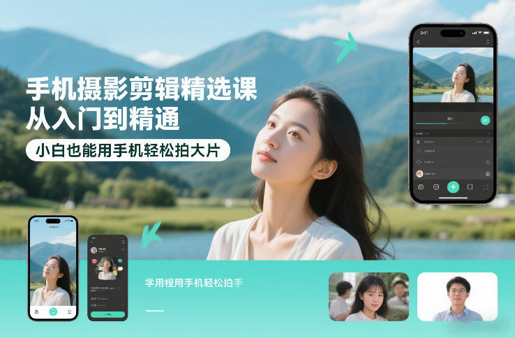 手机摄影剪辑精选课，从入门到精通，小白也能用手机轻松拍大片-weichuangqy