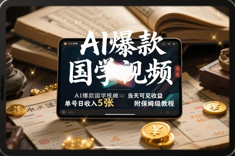 AI爆款国学视频，独家起号方法，小白直接上手，当天可见收益，单号日收入5张+附保姆级教程-weichuangqy