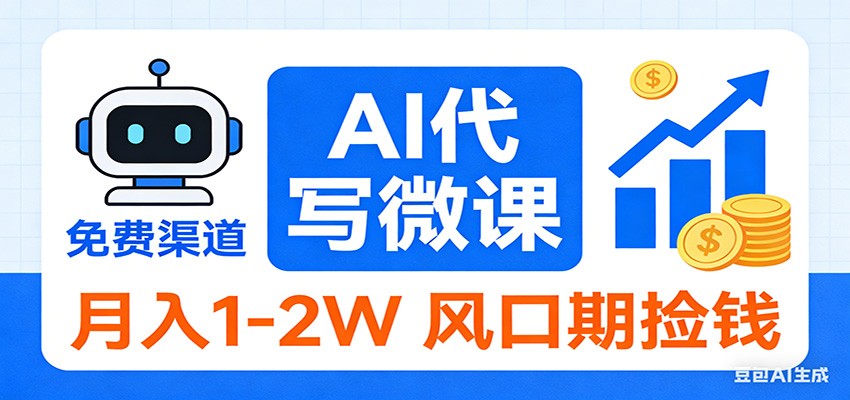 2026告别打工！AI 代写微课，提供免费渠道，月入 1-2W 风口期捡钱-weichuangqy