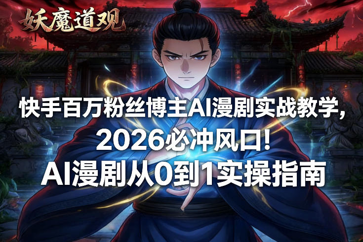 快手百万粉丝博主AI漫剧实战教学，2026必冲风口！AI漫剧从0到1实操指南-weichuangqy