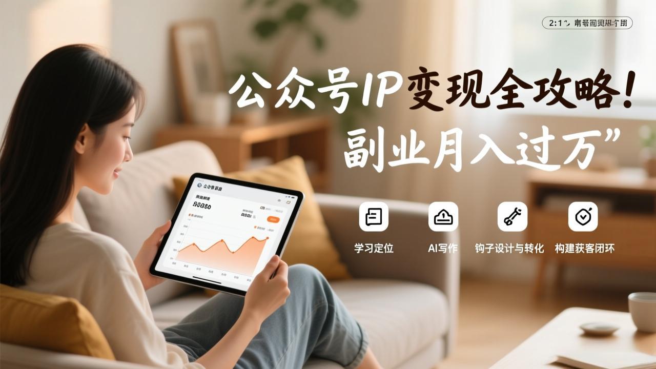 公众号IP变现全攻略，学习定位、AI写作、钩子设计与转化，构建获客闭环，副业月入过万-weichuangqy